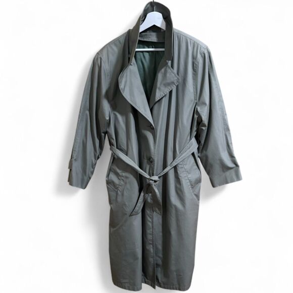 London Fog Towne Trench Coat in Khaki Green w/Sustainable Sashiko Mend 1X - Picture 1 of 12